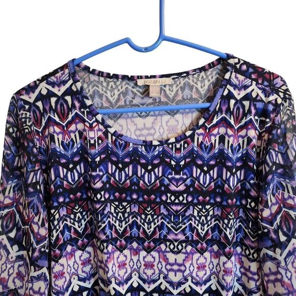 Roz & Ali Purple Printed Blouse Size Large - Picture 3 of 6